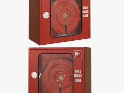 Fire hose reel glass box Low-poly 3D model