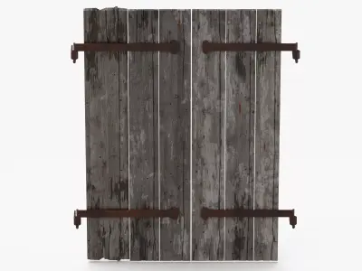 Medieval Wooden Window Cover 03 3D model