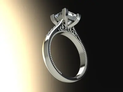 10010 princess cut engagement ring 3D print model