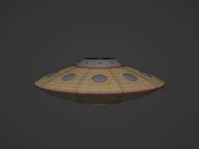 Flying Saucer - Cartoon UFO - Alien Fantasy Vehicle Low-poly 3D model