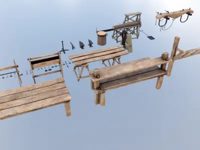 Blacksmith Tools Low-poly 3D model