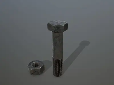 Bolts bolt and nut Low-poly 3D model 15