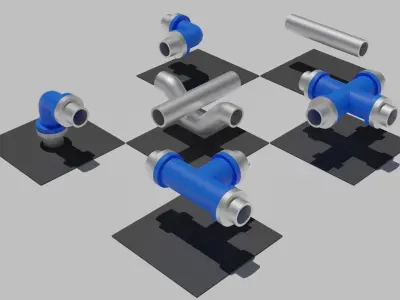 Seamless Tiled Pipes Low-poly 3D model