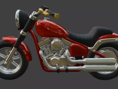 Cartoon Red Motorcycle 3D Model 3D model get
