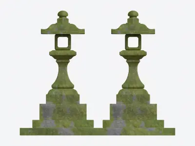 Stone Moss Temple Lantern 3D model