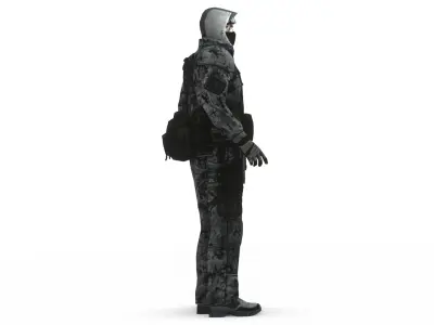 Modern Military Soldier 3D Model GameReady Rigged Low-poly 3D model