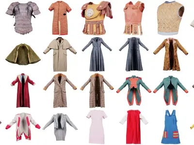 280 Cosplay Fantasy Military Historic Clothing Superbundle 3D Model Pack