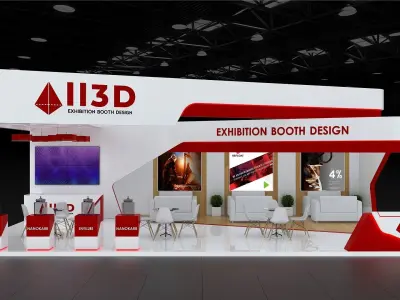 Exhibition Stand Stall Three Side Open 8X10 3D model