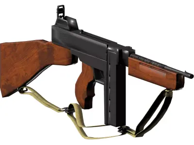 Thompson Sub Machine Gun m1a1 model 1 Low-poly 3D model