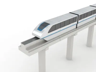 Monorail futuristic high-speed train 3D model