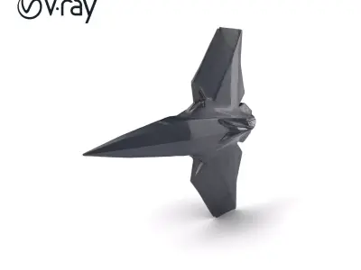 Stealth Spaceship Reconnaissance Angular Design Model Pack Low-poly 3D model