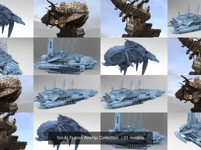 Sci-Fi Fusion Airship Collection  3D Model Pack