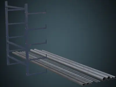 Pipe Rack 1B Low-poly 3D model