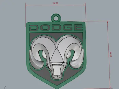 DODGE-KEYCHAIN silver and gold badge with rams 3D print model purchase