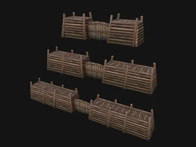 Castle Gate Chinese Japanese  Low-poly 3D model