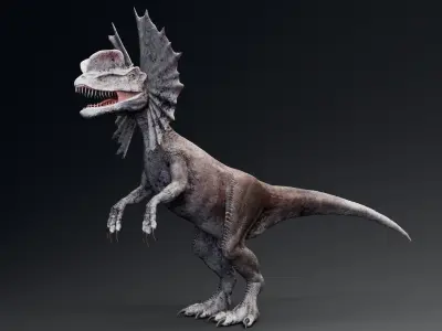 Dinosaur Dilophosaurus Low-poly 3D model