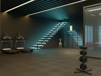 GYM Interior Low-poly 3D model buy