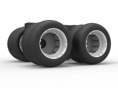 Chassis of vintage monster truck double wheels 1 to 25 3D print model