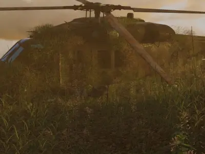 Cinematic Destroy helicopter scene 3D model