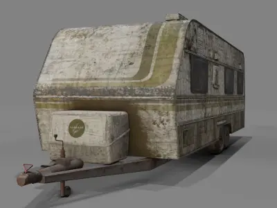 Abandoned Caravan  Low-poly 3D model