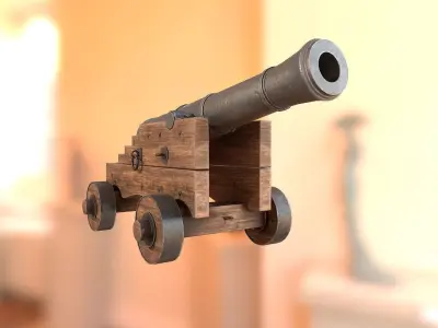 Old Cannon Low-poly 3D model shop