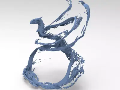 Dragon water splash sculpture 5  3D model