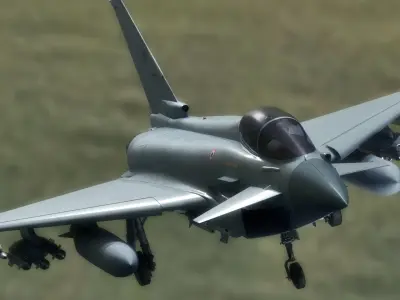 Euro Fighter Typhoon with High Resolution Cockpit-Fully Rigged Low-poly 3D model