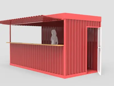 Large Container Kiosk 3D model