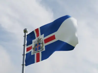 Animated Iceland Flags 3D model