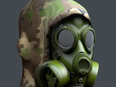 Gas mask helmet 3d model military combat Low-poly 3D model