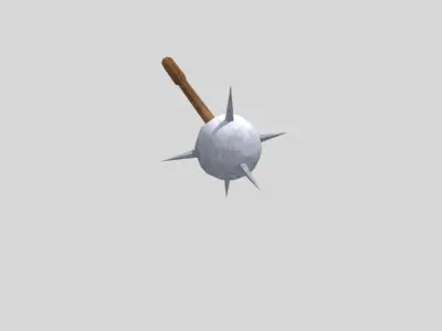 low poly mace 1 wooden scythe Low-poly 3D model