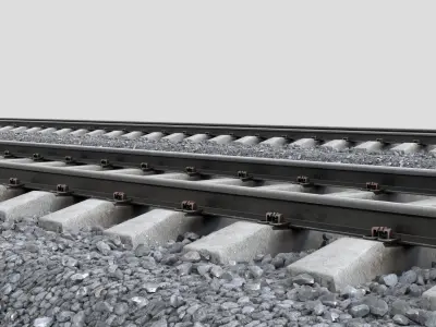 Railway railroad track with stones 3D model