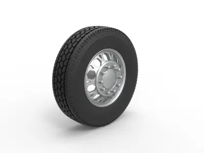 Front custom wheel of semi truck Version 23 Scale 1 to 25 3D print model