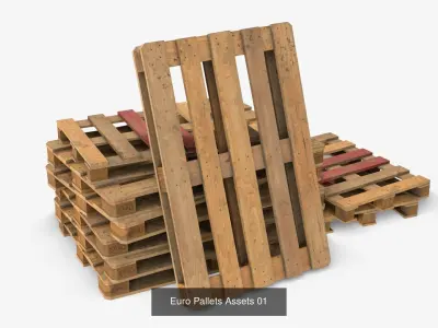 Wood Euro Pallets Collection 3D Model Pack