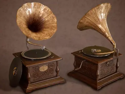 Classic Late Victorian Era Gramophone Low-poly 3D model