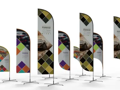 Banner Commercial Flags 3D model purchase