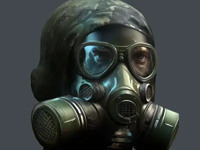 helmet Gas mask 3d model military combat Low-poly  Low-poly 3D model