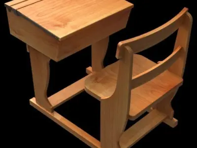 Victorian school desk with combined chair Free 3D model