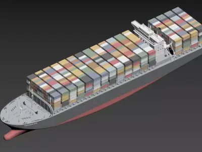 Large Modern Container Ship 10000 to 12000 TEU Full Load 3D model