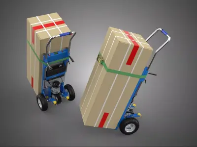 ELECTRIC HAND TRUCK STAIR CLIMBER CARGO PACKAGE BOX RATCHET TILT 3D model