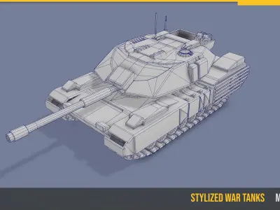 Stylized Tank M60T Sabra Low-poly 3D model