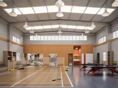 Modern multi-purpose indoor badminton 3D model