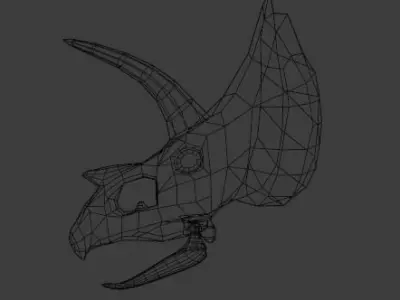 Low Poly mossy Triceratops Skull game ready Free low-poly 3D model