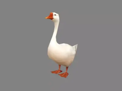 Cartoon white goose Low-poly 3D model