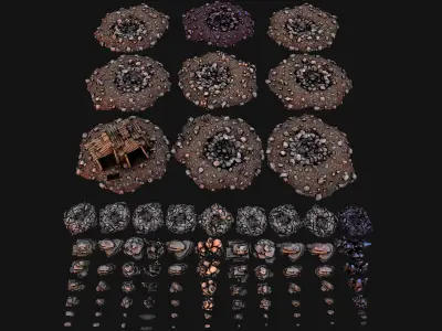 Medieval Mine Industrial Environment Pack Ore Crystals Metal Low-poly 3D model