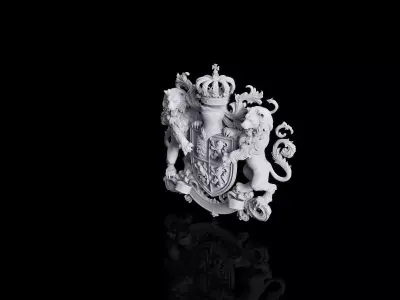 Coat of arms pendant sculpture jewelry with lions and a shield 3D print model