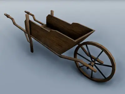 Wooden Barrow LP PBR  Low-poly 3D model