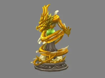 Cartoon golden dragon hovering - Dragon Ball Low-poly 3D model