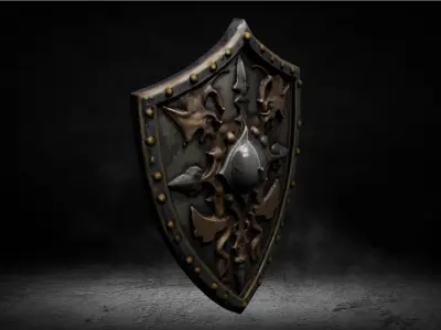 Medieval Cursed Shield High-poly 3D Model 3D model