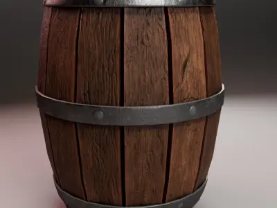 Wooden Marine Cargo Barrel Low-poly 3D model